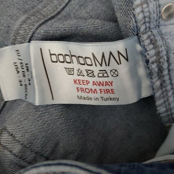 Man Boohoo Super Skinny Distressed Light Blue Jeans - Picture 9 of 13